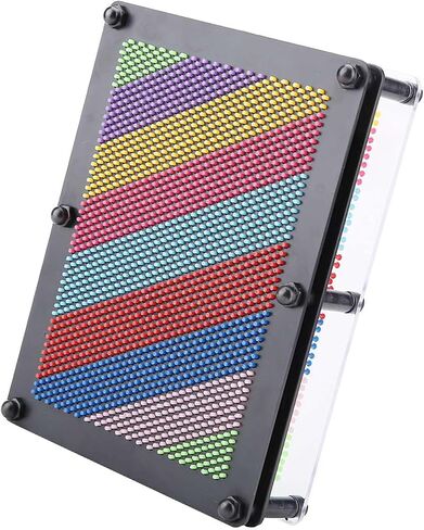 3D Pin Art Board Creative Sculpture Colorful Plastic Pins Educational Fun for Adults Home Office Decor Large Medium Small Size Options (Black Bottom Large Size) in Kuwait