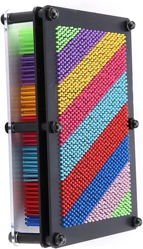 3D Pin Art Board Creative Sculpture Colorful Plastic Pins Educational Fun for Adults Home Office Decor Large Medium Small Size Options (Black Bottom Large Size) in Kuwait