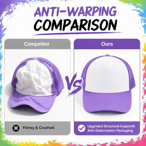 72 حزمة قبعات سائقي الشاحنات الملونة السائبة قابل للتعديل التسامي القبعات فارغة Snapback شبكة قبعة بيسبول للرجل المرأة in Kuwait