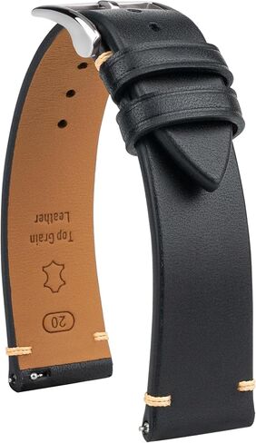 Handmade Leather Watch Band , Italian Top Grain Genuine Leather Watch Strap for Men Women, Quick Release Slim Replacement Watch Band, Soft Breathable Vintage Wristband 18 mm/19 mm/20 mm/21 mm/22 mm, Silver/Black Buckle, Tan/Brown/Blue/Black/Coffee in Saudi Arabia
