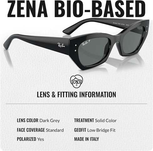 Ray-Ban RB4430F ZENA BIO-BASED LOW BRIDGE FIT نظارة شمسية ذات شكل مربع دائري مع مجموعة نظارات RayBan الرسمية in Kuwait