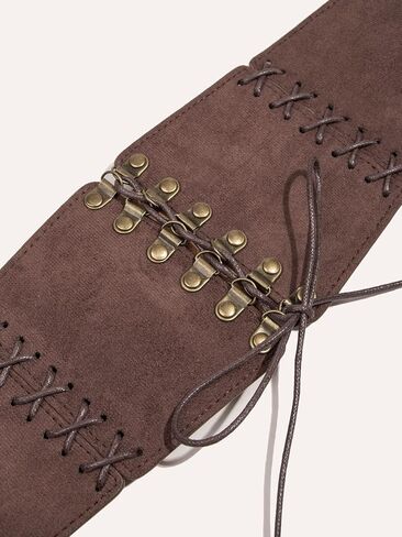Women's Wide Elastic Corset Belt - Vintage Lace-Up Waspie for Dresses Halloween Costume in Kuwait