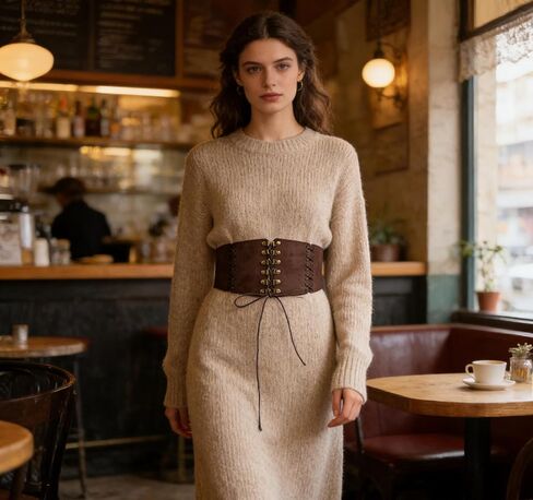 Women's Wide Elastic Corset Belt - Vintage Lace-Up Waspie for Dresses Halloween Costume in Kuwait