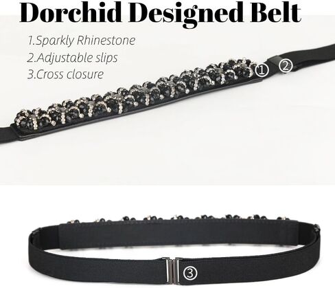 Women Beaded Rhinestone Belts Thin Adjustable Elastic Stretchy Belt Skinny Gliter Waist Belts for Lady Dress in Saudi Arabia