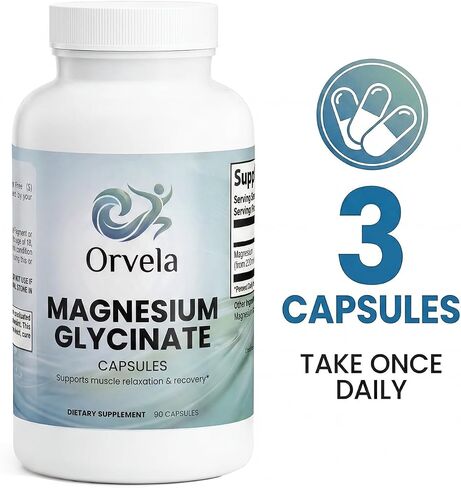 Magnesium Glycinate 275mg - Supports Muscle Relaxation - High Absorption Formula - 90 Capsules in Kuwait