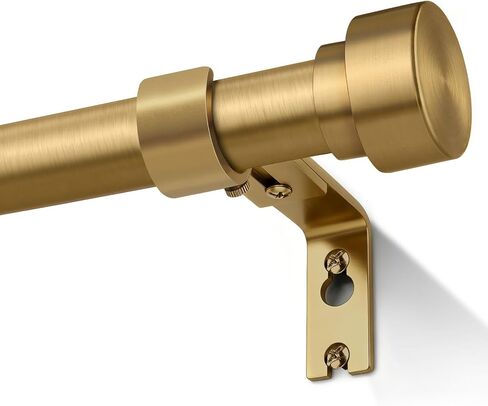 IFELS Brass Curtain Rods for Windows 32 to 150 Inch,1 Inch Heavy Duty Brush Gold Window Curtain Rod with Solid Metal Finials,Adjustable Length long curtain rod for Farmhouse Bedroom Living Room in Saudi Arabia