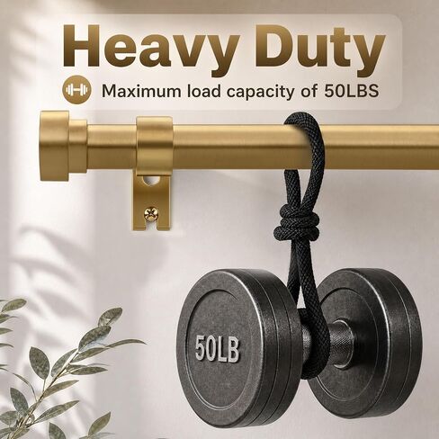 IFELS Brass Curtain Rods for Windows 32 to 150 Inch,1 Inch Heavy Duty Brush Gold Window Curtain Rod with Solid Metal Finials,Adjustable Length long curtain rod for Farmhouse Bedroom Living Room in Saudi Arabia