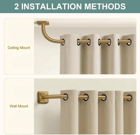 Lootkell Warm Gold Wrap Around Curtain Rods for Windows 72-144 Inch, Adjustable Blackout Window Curtain Rod Heavy Duty 1" Metal Drapery Rod with French Return Design for Bedroom Living Room Kitchen in Saudi Arabia