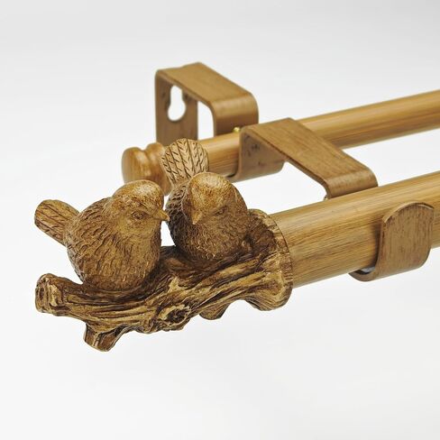 1 Inch Double Curtain Rods 72 to 144 Inches Adjustable Brushed Gold Drapery Rods for Window width 68 to 140 Inches with Twin Birds on Twig Finials for Bedroom in Saudi Arabia