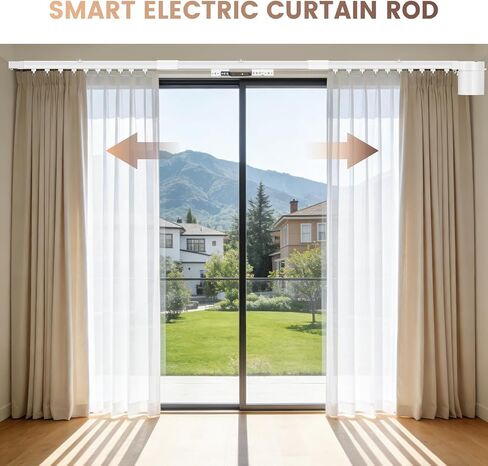 Smart Electric Curtain Track, 177" Motorized Curtain Rail with APP & Remote Control, Ultra Quiet Automatic Smart Home Curtain System for Living Room Bedroom, Fixed-Length Design for Smoother Operation in Kuwait