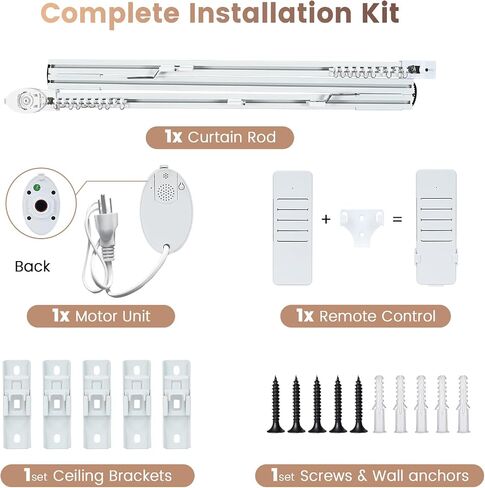 Smart Electric Curtain Track, 177" Motorized Curtain Rail with APP & Remote Control, Ultra Quiet Automatic Smart Home Curtain System for Living Room Bedroom, Fixed-Length Design for Smoother Operation in Kuwait