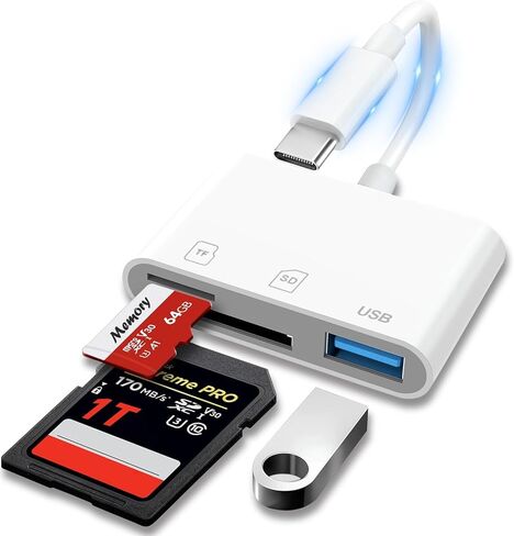 قارئ بطاقة SD USB C، قارئ بطاقة ذاكرة بفتحة مزدوجة لـ SD/Micro SD/SDHC/SDXC/MMC، محول بطاقة USB 3.0 عالي السرعة من النوع C إلى Micro SD متوافق مع MacBook Pro/Air، Chromebook، Android Galaxy in Kuwait