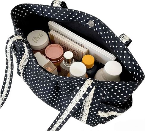 Polka Dot Tote Bag, Cute Tote Bags for Women, Large Canvas Tote Bag with Pockets, Y2k Vintage Tote Bag, Canvas Shoulder Tote Bag with Handles, Cloth Whimsical Purse, Whimsy Twee Aesthetic in Kuwait