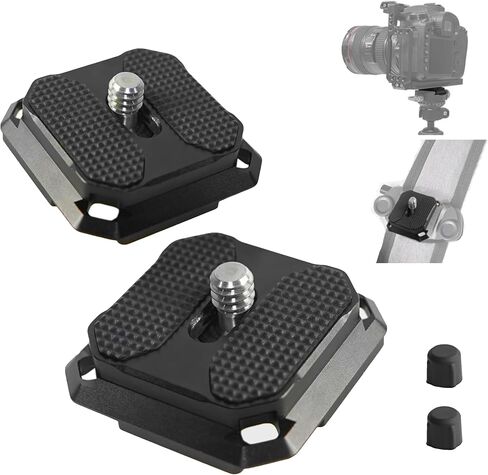 2 Pack 38mm Arca-Swiss Quick Release Plate - 4-Sided QR Camera Mount Plate with Safety Pins, Lightweight Aluminum for Tripod/Monopod/Strap, Compatible w/Peak Design Capture V3 (0.67oz) in Kuwait