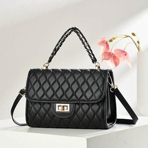 Crossbody Purse For Women Chain Handle Shoulder Tote Hobo Bag Turn Lock Flap Handbag With Detachable Strap in Kuwait