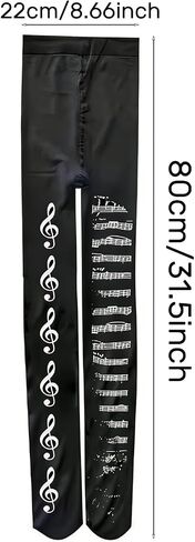 Whimsy Music Note Tights - بنطال ضيق غير تقليدي بنمط Y2K Grunge للنساء، شخصية فردية in Kuwait