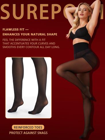 DORALLURE Women 20D Seamless High Waist Black Tights Sheer Control Top Pantyhose with Yoga Waistband Tummy Control Warm Belly in Saudi Arabia