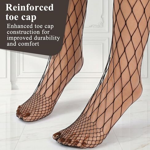 Plus Size Fishnet Tights, Black Full Length Big Mesh Stockings, High Elastic Pantyhose For Women in Kuwait