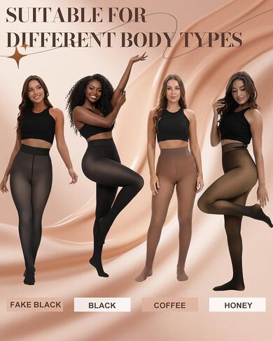 Bebila 3 Pairs Fleece Lined Tights for Women Warm Sheer Thermal Pantyhose, Winter Thermal Tights Translucent Leggings in Saudi Arabia