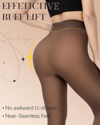 Bebila 3 Pairs Fleece Lined Tights for Women Warm Sheer Thermal Pantyhose, Winter Thermal Tights Translucent Leggings in Saudi Arabia