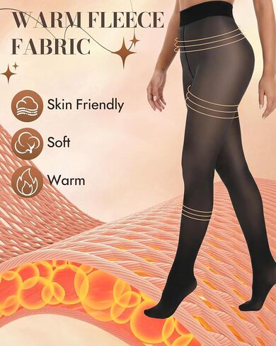 Bebila 3 Pairs Fleece Lined Tights for Women Warm Sheer Thermal Pantyhose, Winter Thermal Tights Translucent Leggings in Saudi Arabia