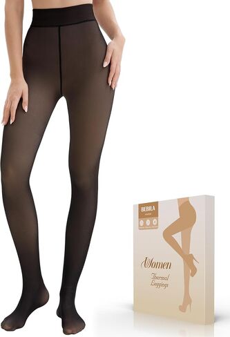Bebila 3 Pairs Fleece Lined Tights for Women Warm Sheer Thermal Pantyhose, Winter Thermal Tights Translucent Leggings in Saudi Arabia
