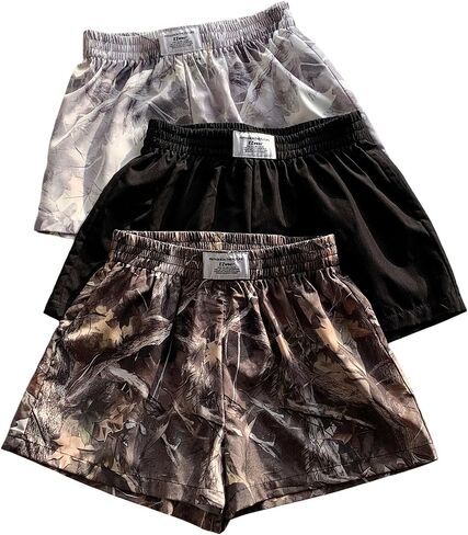 SOLY HUX Women's Plus Size Shorts 3 Pack Y2k Camo Elastic High Waisted Wide Leg Summer Track Shorts Streetwear in Kuwait