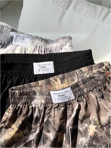 SOLY HUX Women's Plus Size Shorts 3 Pack Y2k Camo Elastic High Waisted Wide Leg Summer Track Shorts Streetwear in Kuwait