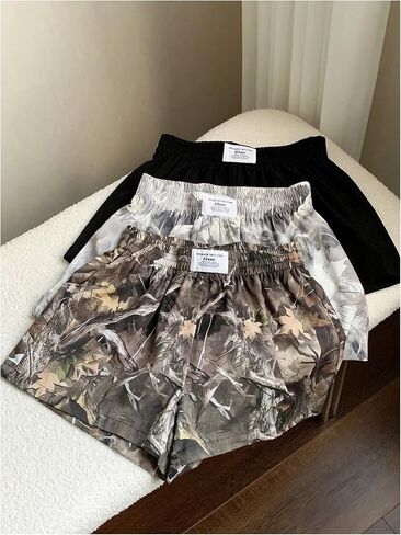 SOLY HUX Women's Plus Size Shorts 3 Pack Y2k Camo Elastic High Waisted Wide Leg Summer Track Shorts Streetwear in Kuwait