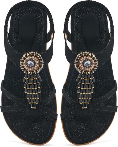 Alicegana Women's Flat Sandals Dressy Summer Comfortable Bohemian Walking Beach Travel Shoes in Kuwait