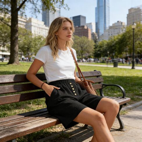 Women's Cotton Linen Casual Shorts in Kuwait