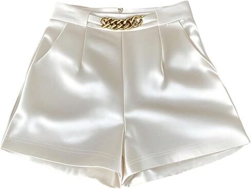 SHENHE Women's Satin Shorts Dressy Casual High Waisted Zip Back Silky Work Party Shorts in Kuwait