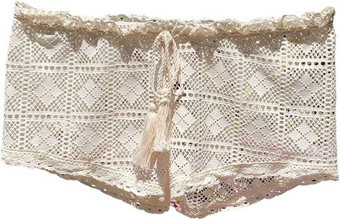 GORGLITTER Women's Crochet Shorts Knit Lace Hollow Out Low Rise Micro Shorts Elastic Waist Beach Cover Up in Kuwait