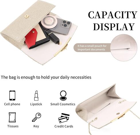 Evening Bag Clutch Purses for Women Ladies Glitter Wedding Crossbody Handbags for Prom Party Cocktail in Saudi Arabia