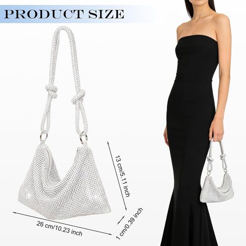 Silver Sparkly Rhinestone Purse Classic Evening Bag Women's Fashion Clutch Purses for Women Shiny Handbag for Prom Wedding and Formal Events in Saudi Arabia