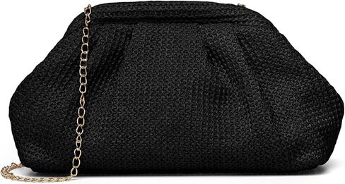 Straw Clutch Purse for Women Woven Cloud Dumpling Crossbody Bag Summer Beach Shoulder Handbag in Saudi Arabia