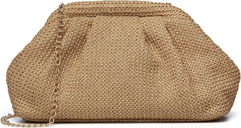 Straw Clutch Purse for Women Woven Cloud Dumpling Crossbody Bag Summer Beach Shoulder Handbag in Saudi Arabia