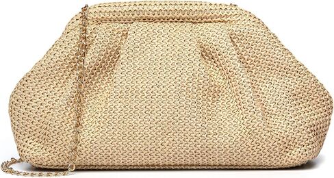 Straw Clutch Purse for Women Woven Cloud Dumpling Crossbody Bag Summer Beach Shoulder Handbag in Saudi Arabia