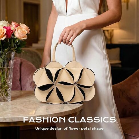 2026 New Women Top Handle Bags, Crossbody Bags, Clutches, Evening Bags, Hobo Bags, Shoulder Bags, Totes, Trendy PU Leather 3D Flower Handbag with Adjustable Straps | 3in1 bag in Saudi Arabia