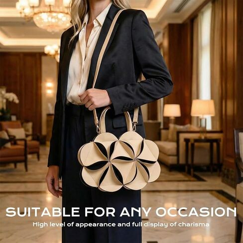2026 New Women Top Handle Bags, Crossbody Bags, Clutches, Evening Bags, Hobo Bags, Shoulder Bags, Totes, Trendy PU Leather 3D Flower Handbag with Adjustable Straps | 3in1 bag in Saudi Arabia