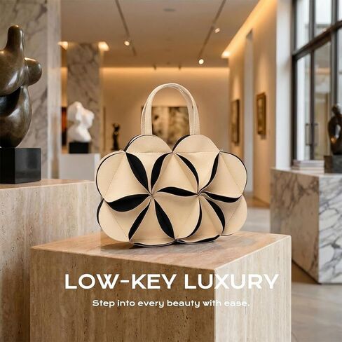 2026 New Women Top Handle Bags, Crossbody Bags, Clutches, Evening Bags, Hobo Bags, Shoulder Bags, Totes, Trendy PU Leather 3D Flower Handbag with Adjustable Straps | 3in1 bag in Saudi Arabia