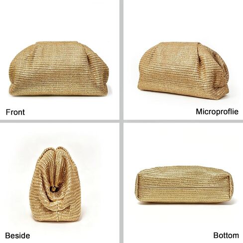 Straw Clutch Purse for Women,Woven Clutch Bags, Pleated Clutch Purse,Fashion Beach bag for Summer Beach Holiday Trip in Kuwait