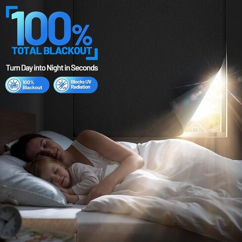 Linen Blackout Curtains for Bedroom Portable 58"×45" 100% Black Out Window Cover with Velcros, Temporary Blackout Shades Window Film Black-Out Blinds No Drill for Baby Nursery Travel Office RV-Grey in Saudi Arabia