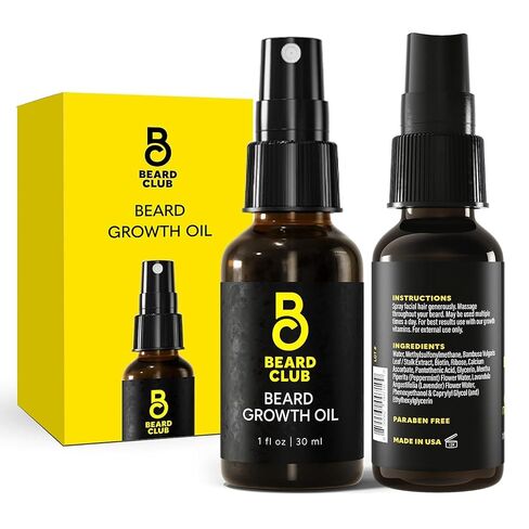 Beard Club - Beard Growth Oil - Grow A Thicker Fuller Beard, Fill in Patches - Healthy Natural Castor, Coconut and Avacado Beard Growth Serum to Stimulate Thicker, Fuller, Healthier Facial Hair Growth in Saudi Arabia