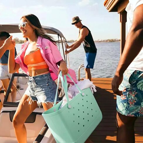 Extra-Large Tote Beach Bag - 19in L x 9in W x 13in H, Waterproof & Sandproof & Washable, Shoulder Shopping Handbag Casual Travel Totes Bag for Pool, Boat, Groceries, Work, Sports丨Mint Green in Kuwait