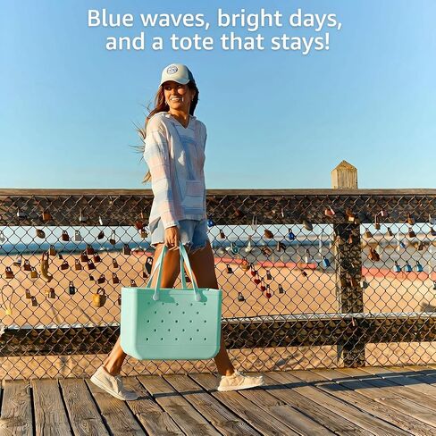Extra-Large Tote Beach Bag - 19in L x 9in W x 13in H, Waterproof & Sandproof & Washable, Shoulder Shopping Handbag Casual Travel Totes Bag for Pool, Boat, Groceries, Work, Sports丨Mint Green in Kuwait