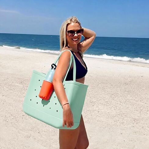 Extra-Large Tote Beach Bag - 19in L x 9in W x 13in H, Waterproof & Sandproof & Washable, Shoulder Shopping Handbag Casual Travel Totes Bag for Pool, Boat, Groceries, Work, Sports丨Mint Green in Kuwait