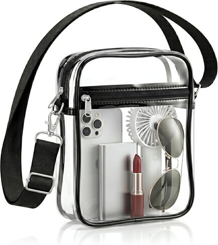 Clear Bag for Stadium Events Approved, Transparent Crossbody Purse, Clear Messenger Bag for Concerts Sports Festivals | Thick PVC in Kuwait