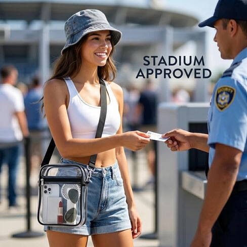 Clear Bag for Stadium Events Approved, Transparent Crossbody Purse, Clear Messenger Bag for Concerts Sports Festivals | Thick PVC in Kuwait