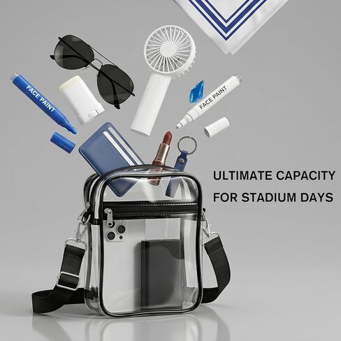Clear Bag for Stadium Events Approved, Transparent Crossbody Purse, Clear Messenger Bag for Concerts Sports Festivals | Thick PVC in Kuwait